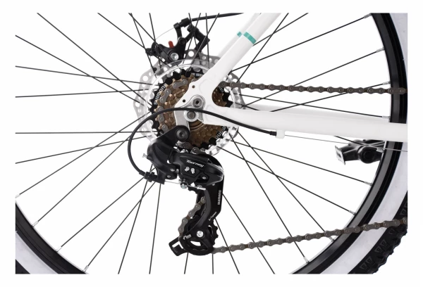 VTT Femme Semi-rigide KS Cycling Larrikin 26'' Shimano Tourney 7V Blanc – Image 3