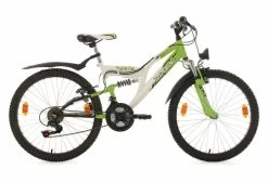VTT Tout-Suspendu Enfant KS Cycling Zodiac 24'' Shimano Tourney 6V Blanc Vert