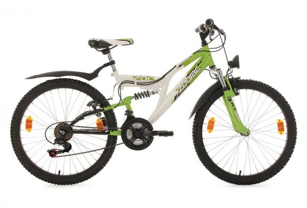 VTT Tout-Suspendu Enfant KS Cycling Zodiac 24'' Shimano Tourney 6V Blanc Vert